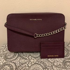 Michale Kors Merlot Cross body and card case